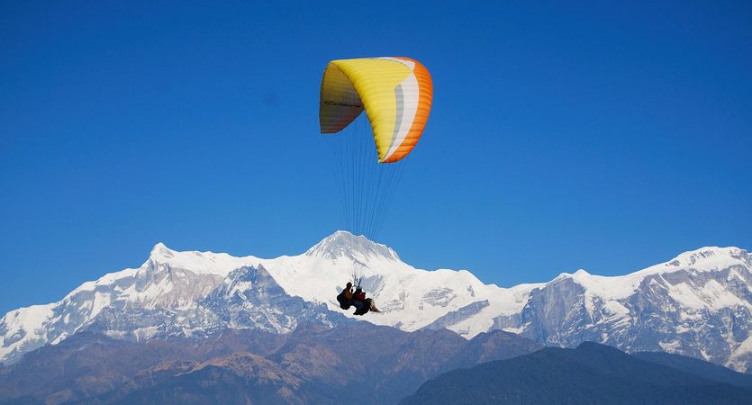 paragliding during everest visit